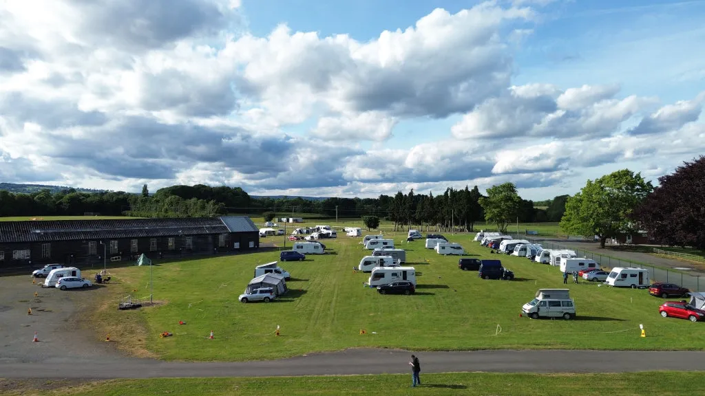 One of the camping areas (and Peter flying the drone in the bottom of the image). One of the camping areas (and Peter flying the drone in the bottom of the image).